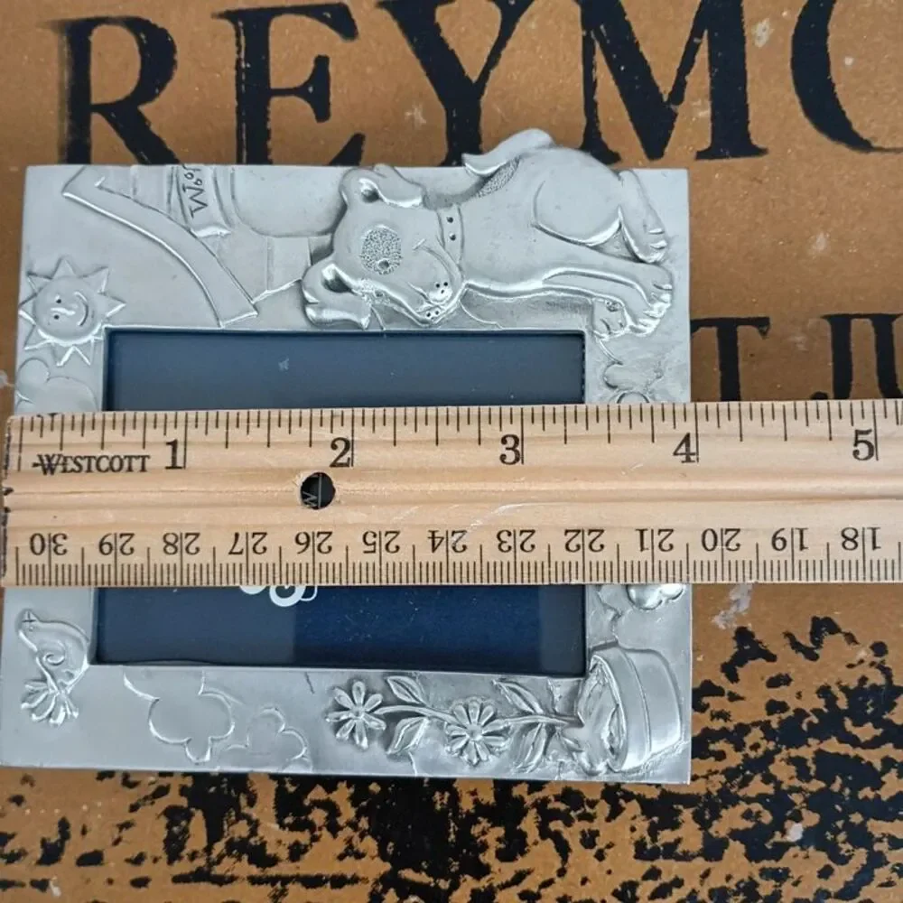 Seagull Pewter Small Silver Metal Textured Dog Picture Frame